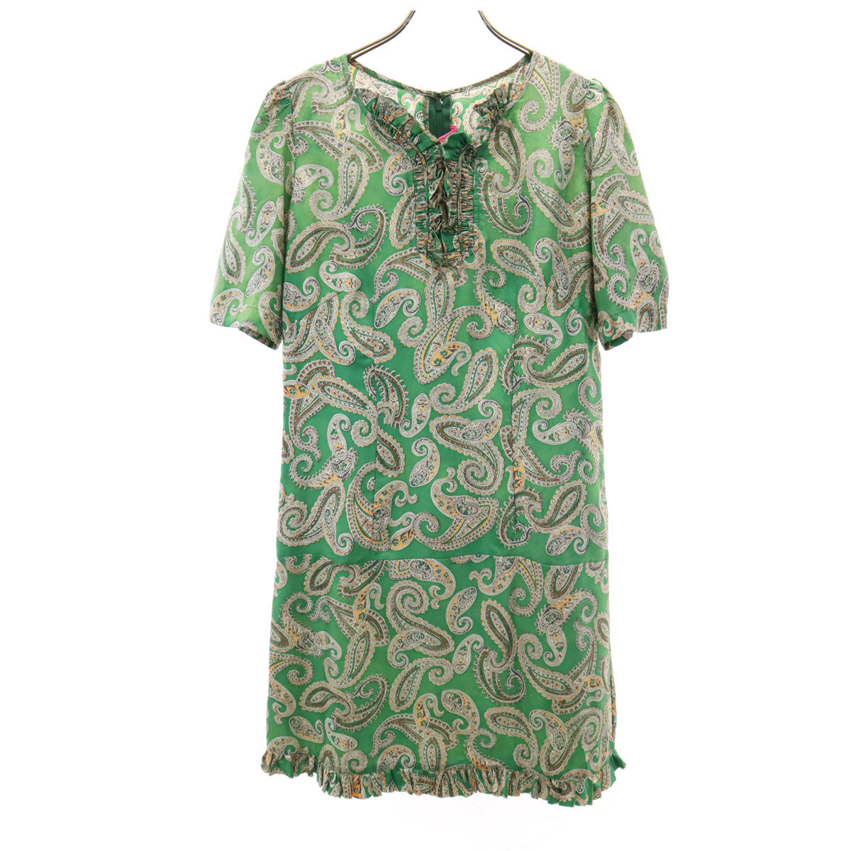 JUNYA WATANABE COMME des GARCONS ジュンヤワタナベ コムデギャルソン 2004年 シルク 半袖 ワンピース M グリーン系 レディース