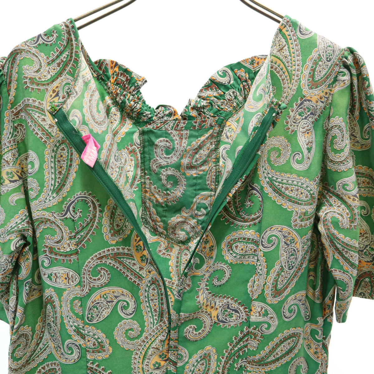 JUNYA WATANABE COMME des GARCONS ジュンヤワタナベ コムデギャルソン 2004年 シルク 半袖 ワンピース M グリーン系 レディース