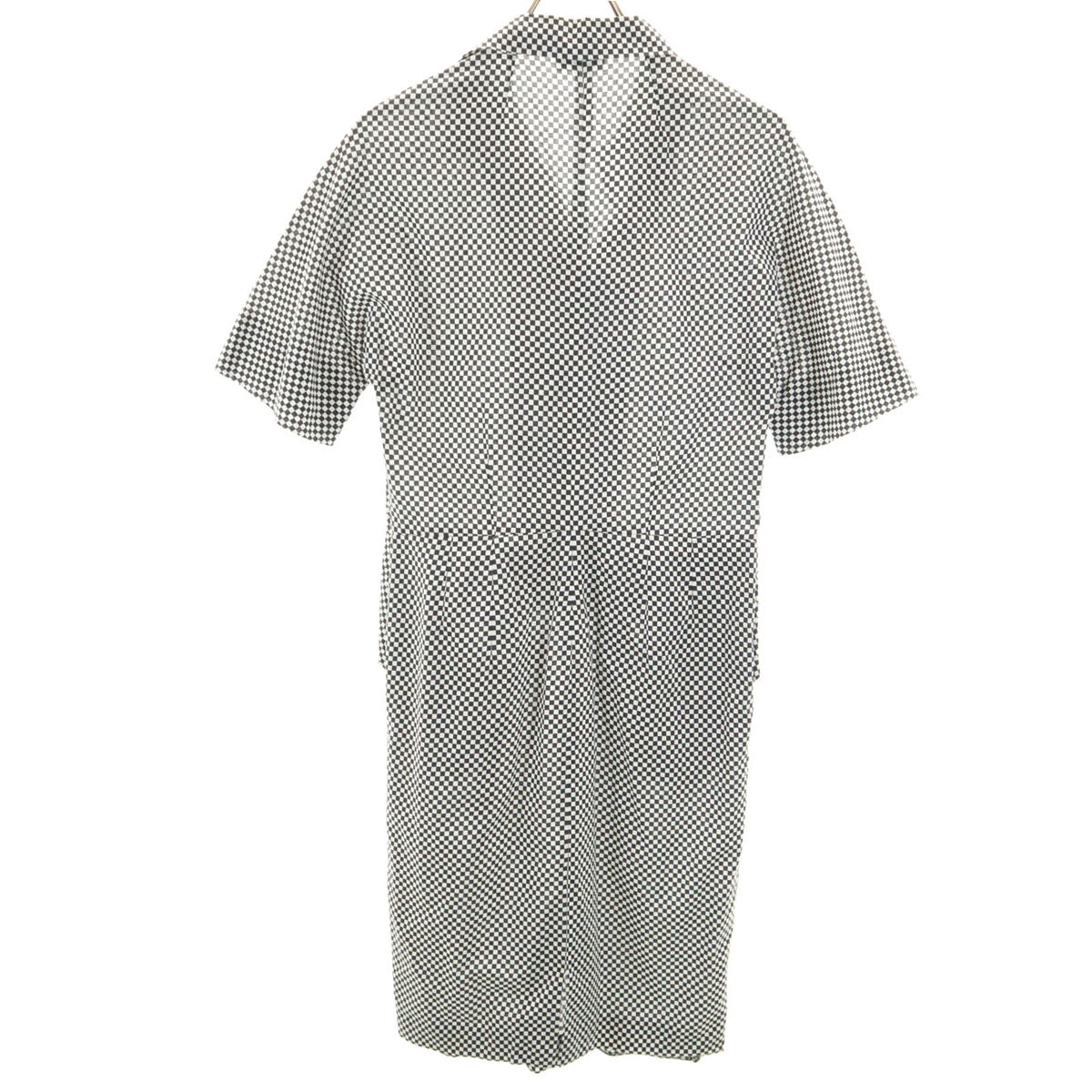DRIES VAN NOTEN ドリスヴァンノッテン ダイヤ柄 半袖 オープンカラー ワンピース ホワイト系 レディース