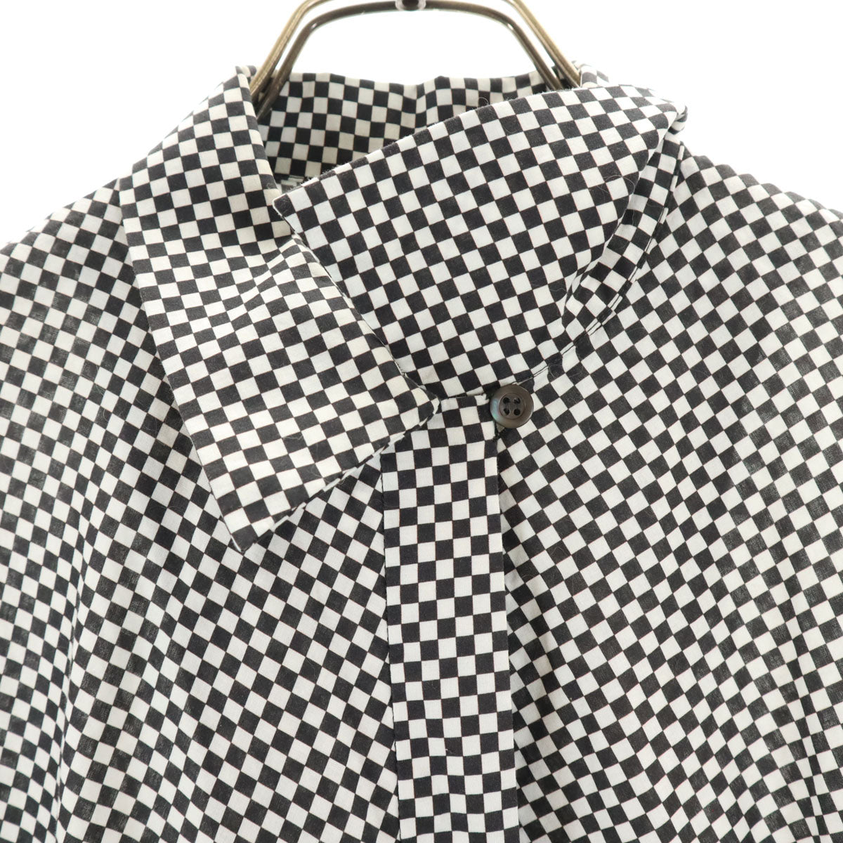 DRIES VAN NOTEN ドリスヴァンノッテン ダイヤ柄 半袖 オープンカラー ワンピース ホワイト系 レディース