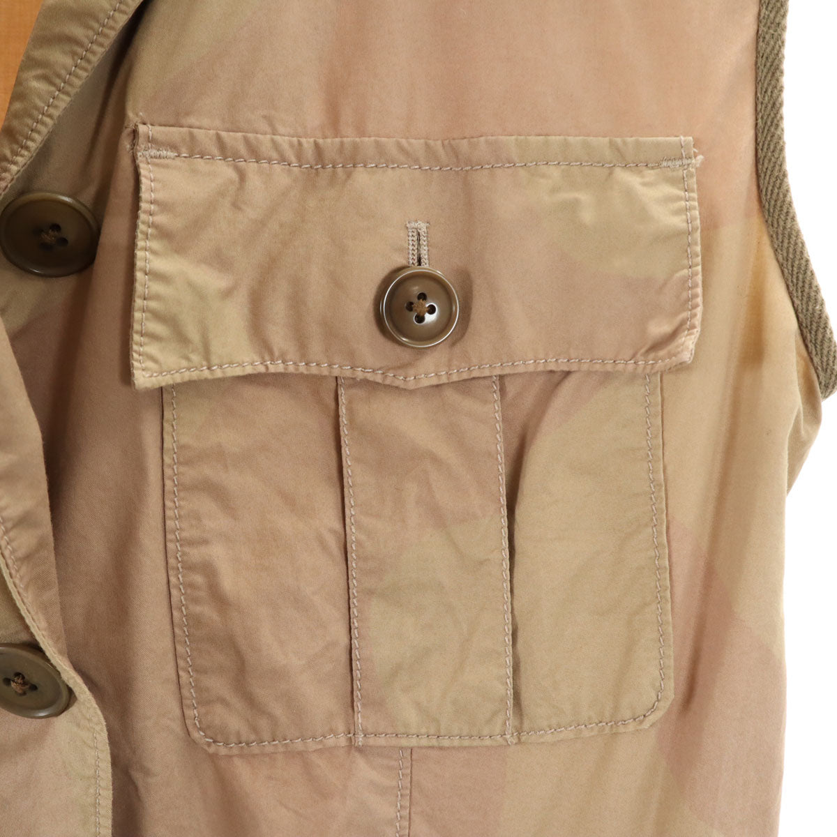 Nigel Cabourn ナイジェルケーボン 日本製 総柄 ノースリーブ オープンカラー ワンピース 8 ベージュ系 レディース