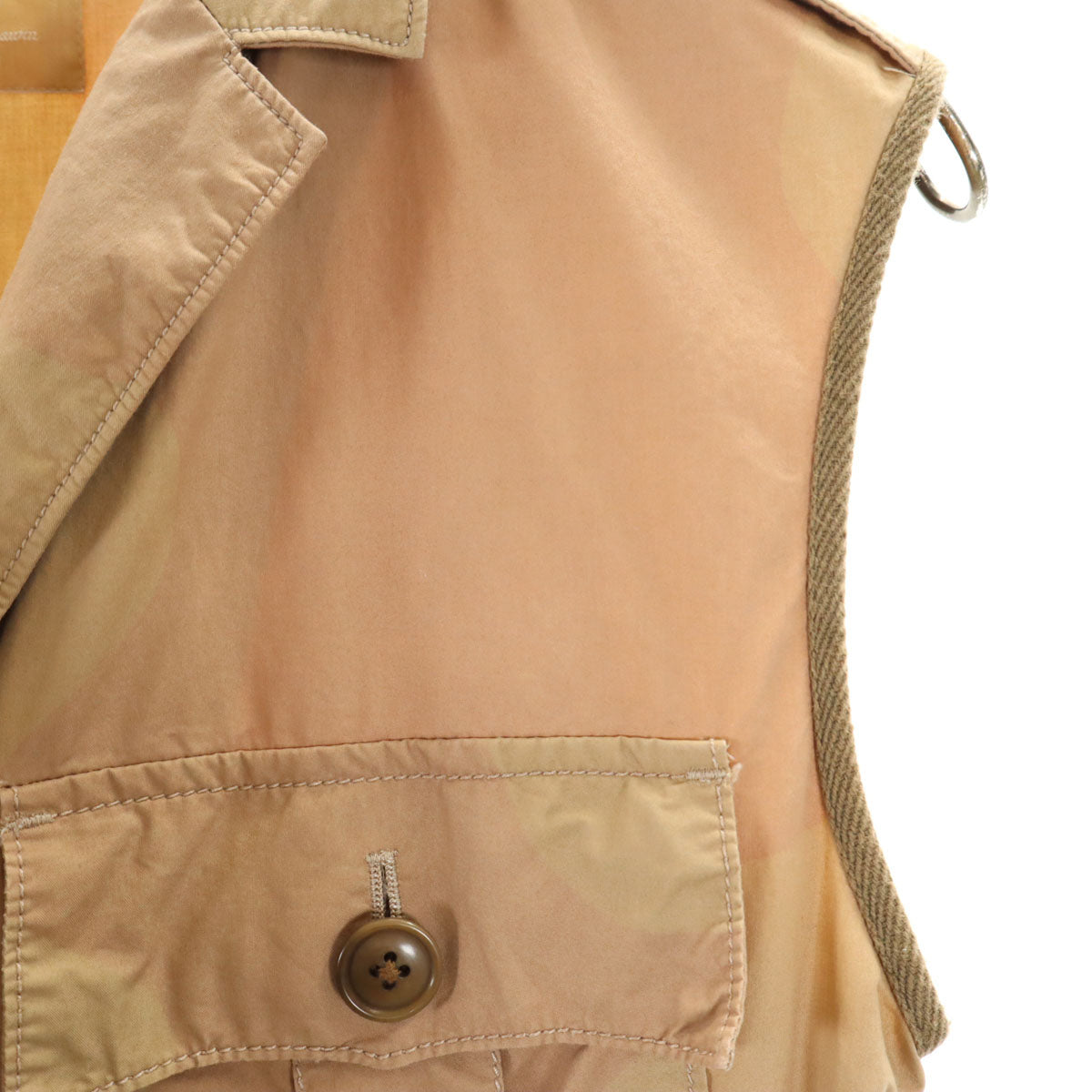 Nigel Cabourn ナイジェルケーボン 日本製 総柄 ノースリーブ オープンカラー ワンピース 8 ベージュ系 レディース