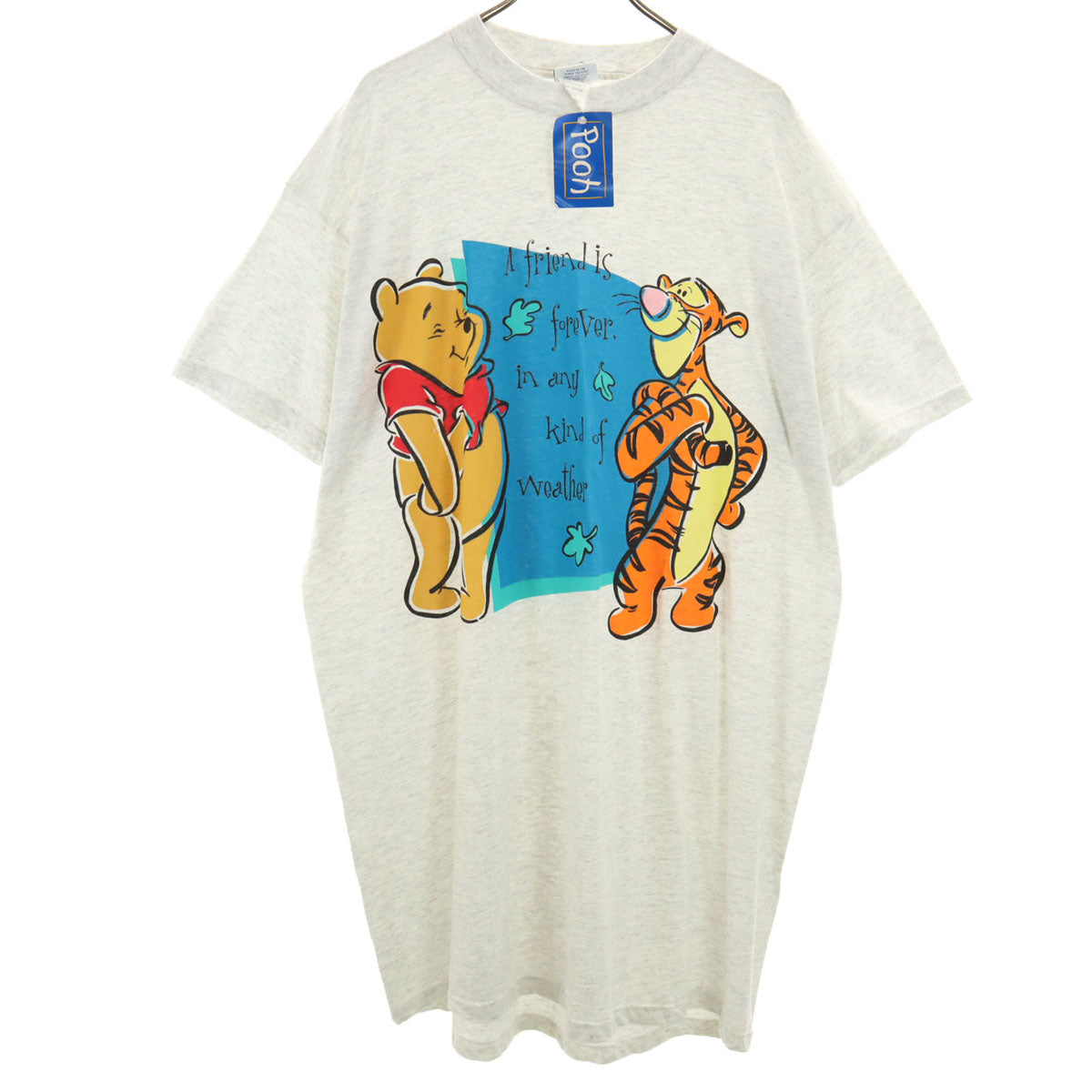 未使用 Pooh プー 90s Disney オールド 半袖 ワンピース FREE グレー系 Tシャツ レディース