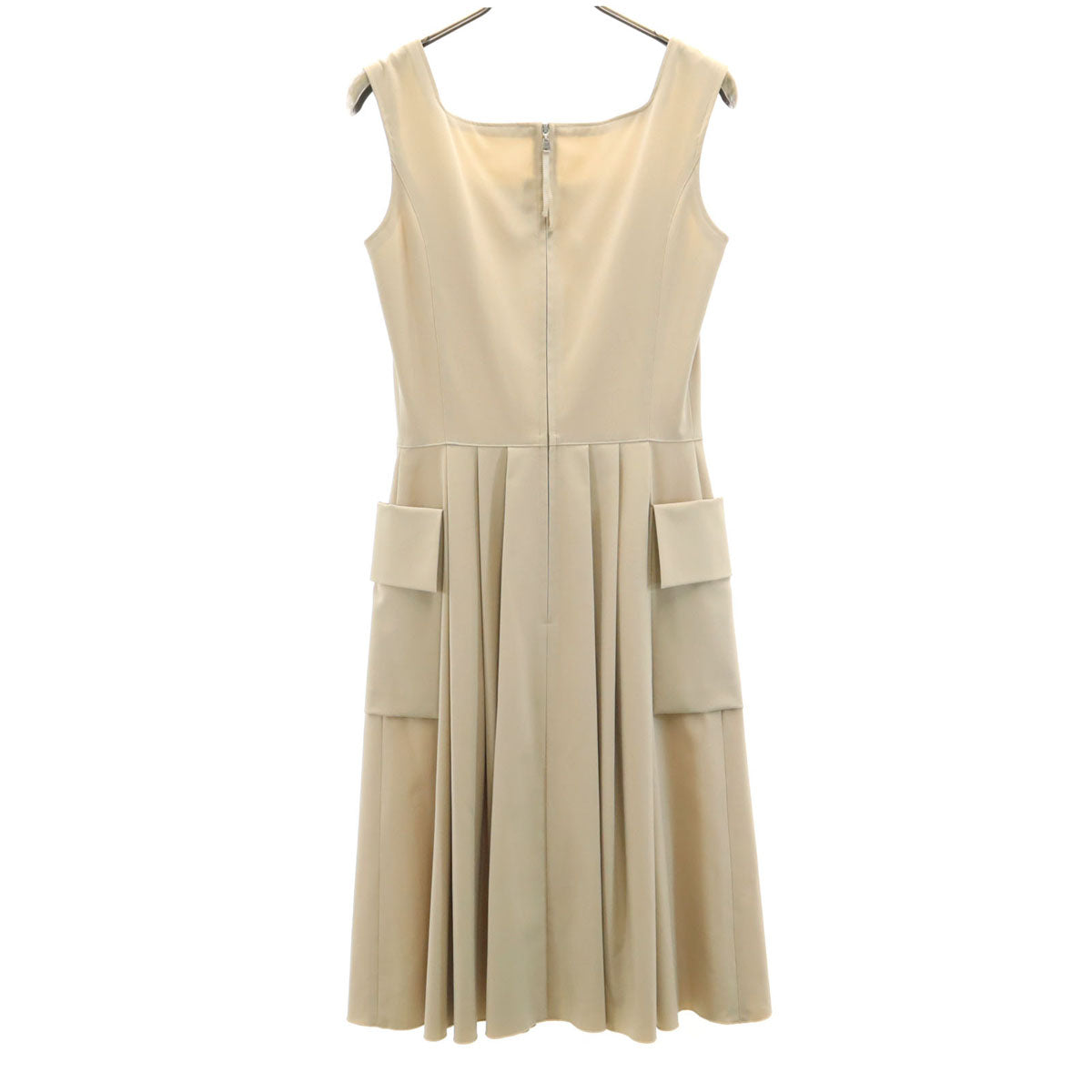 FOXEY NEW YORK フォクシーニューヨーク 日本製 ノースリーブ ミニワンピース 38 ベージュ レディース