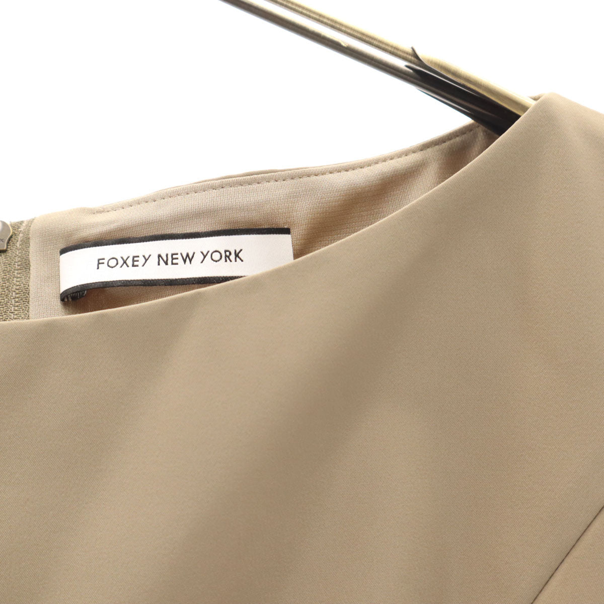 FOXEY NEW YORK フォクシーニューヨーク 日本製 ノースリーブ ミニワンピース 38 アッシュブラウン レディース