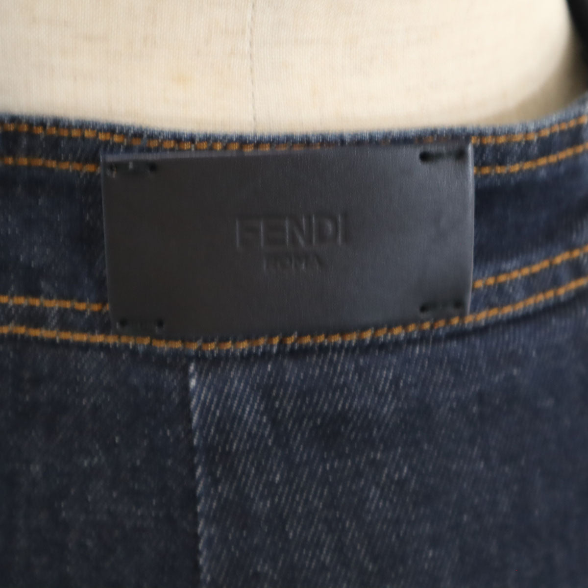 FENDI フェンディ イタリア製 半袖 デニム ミニワンピース 40 インディゴ レディース
