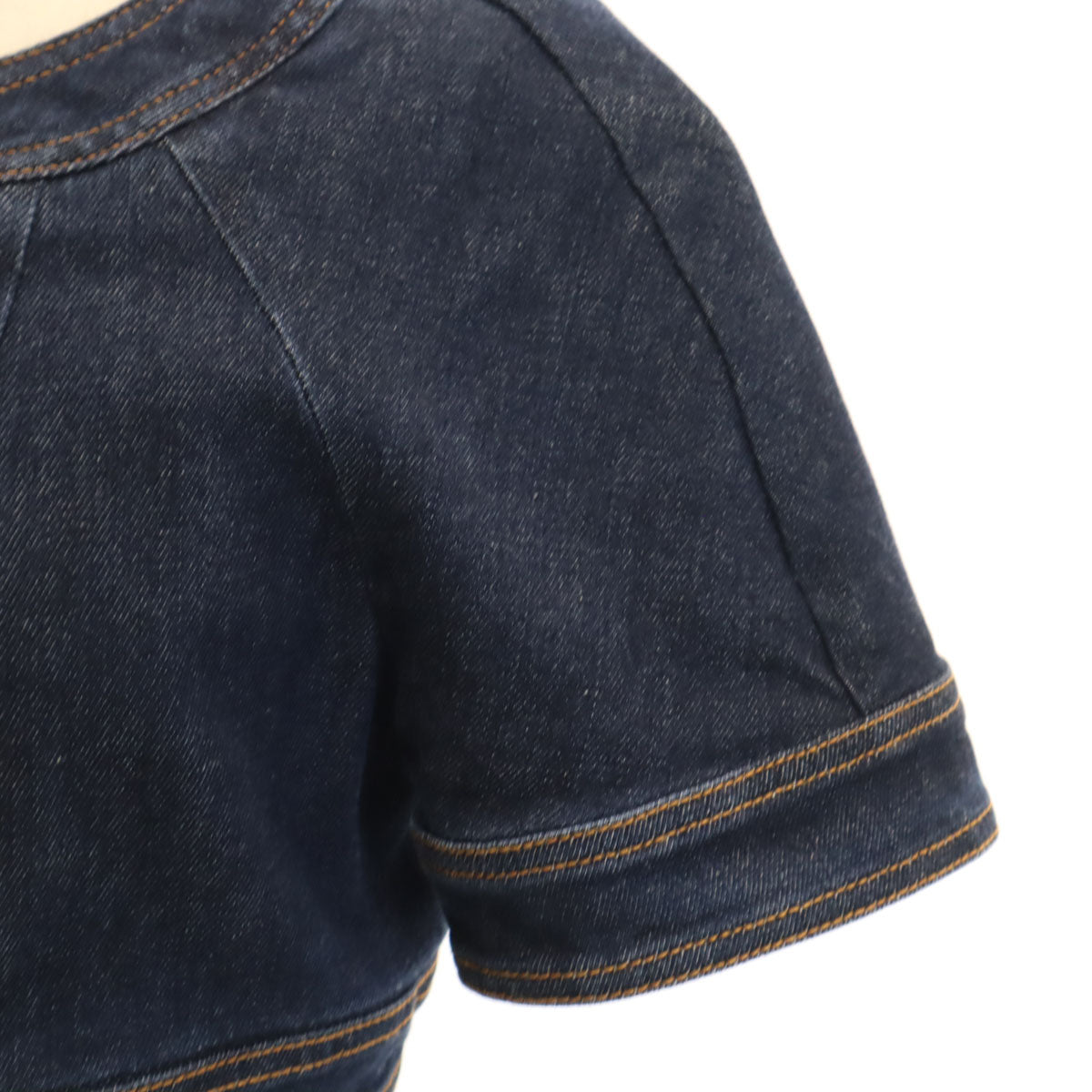 FENDI フェンディ イタリア製 半袖 デニム ミニワンピース 40 インディゴ レディース