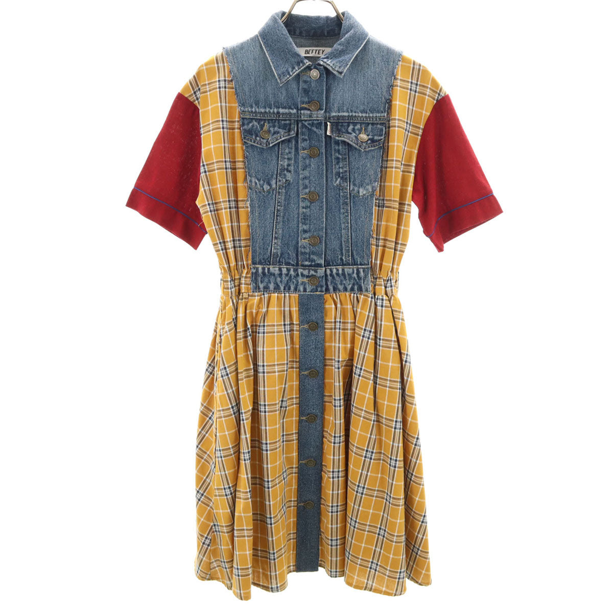 BEFTEY ビフティー 半袖 異素材切替 ワンピース F マスタード系 レディース