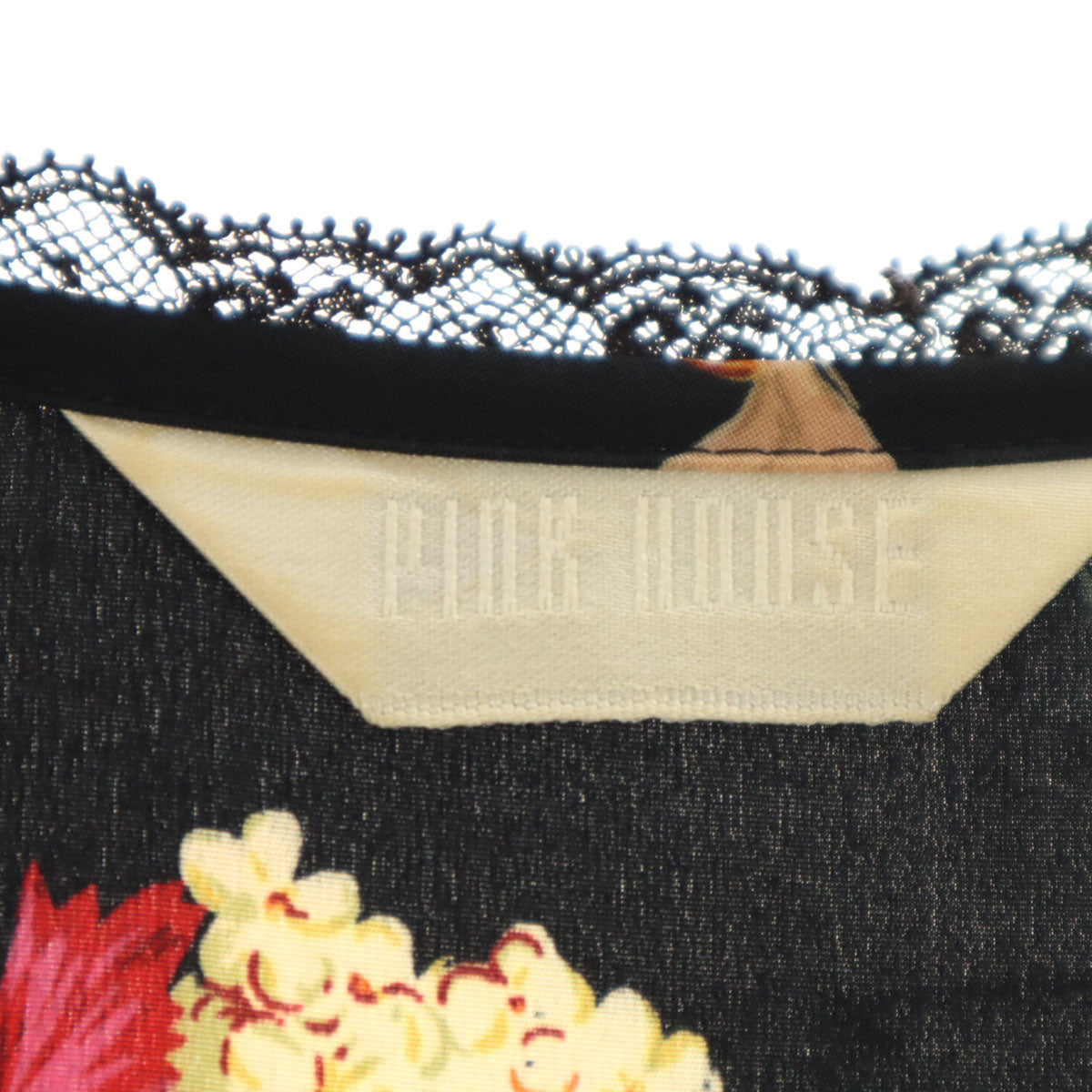 PINK HOUSE ピンクハウス 花柄 ノースリーブ ロングワンピース ブラック系 レディース