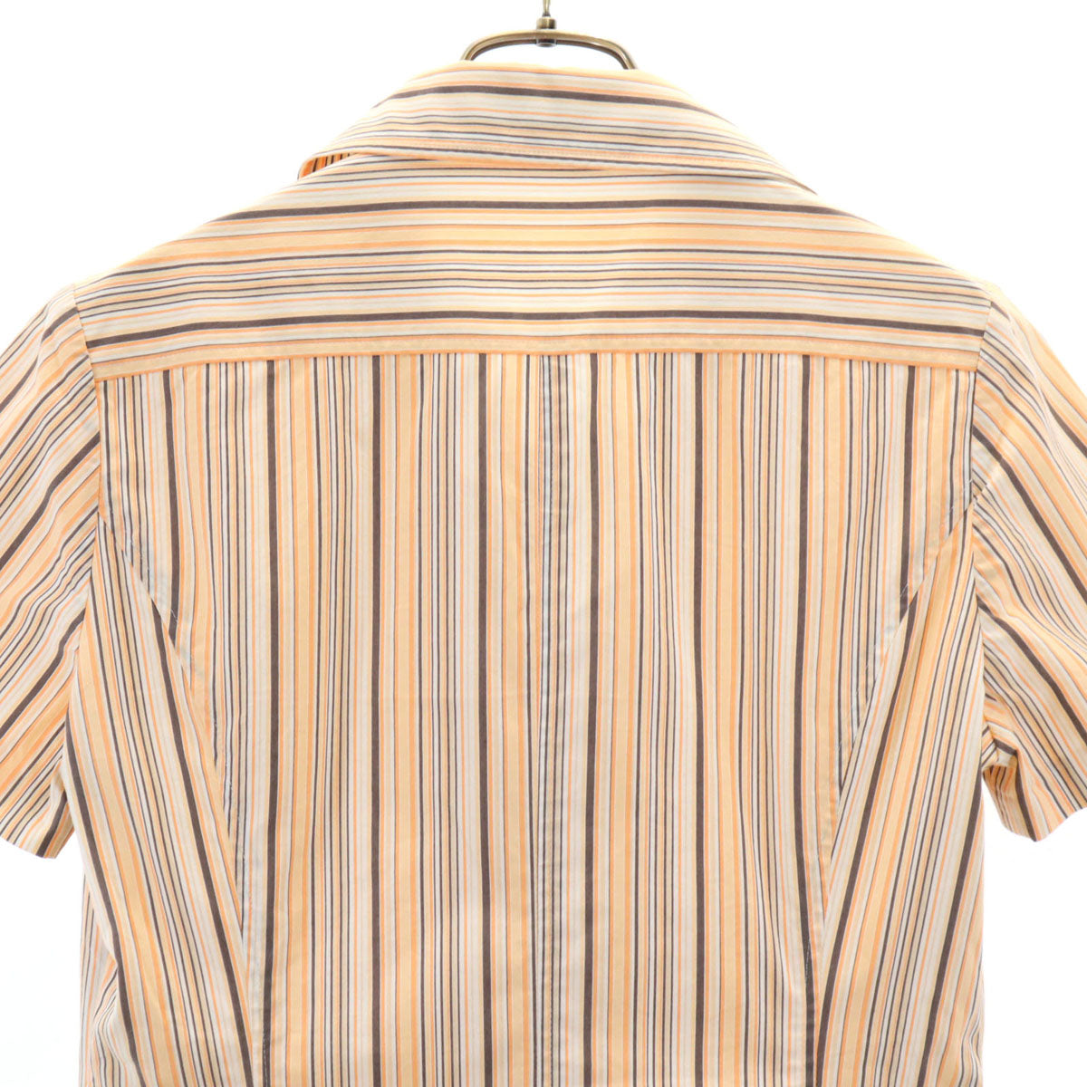 courreges クレージュ ストライプ柄 半袖 シャツワンピース 9AR オレンジ プルオーバー レディース