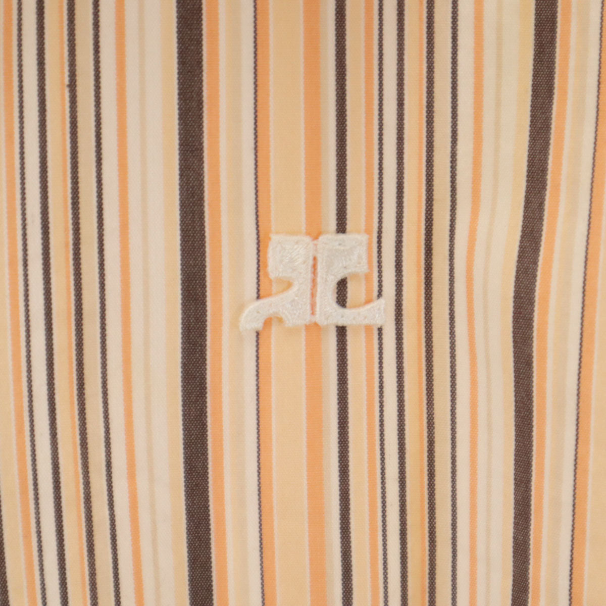 courreges クレージュ ストライプ柄 半袖 シャツワンピース 9AR オレンジ プルオーバー レディース