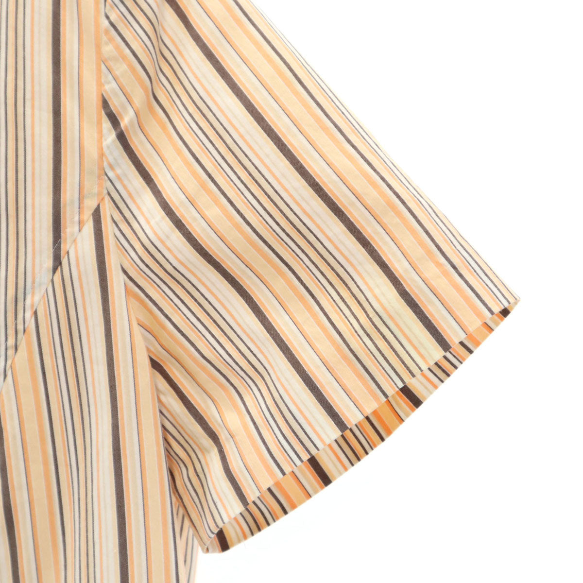 courreges クレージュ ストライプ柄 半袖 シャツワンピース 9AR オレンジ プルオーバー レディース