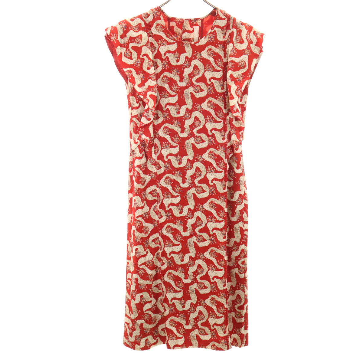 PINK HOUSE ピンクハウス 花柄 フレンチスリーブ ワンピース レッド レディース