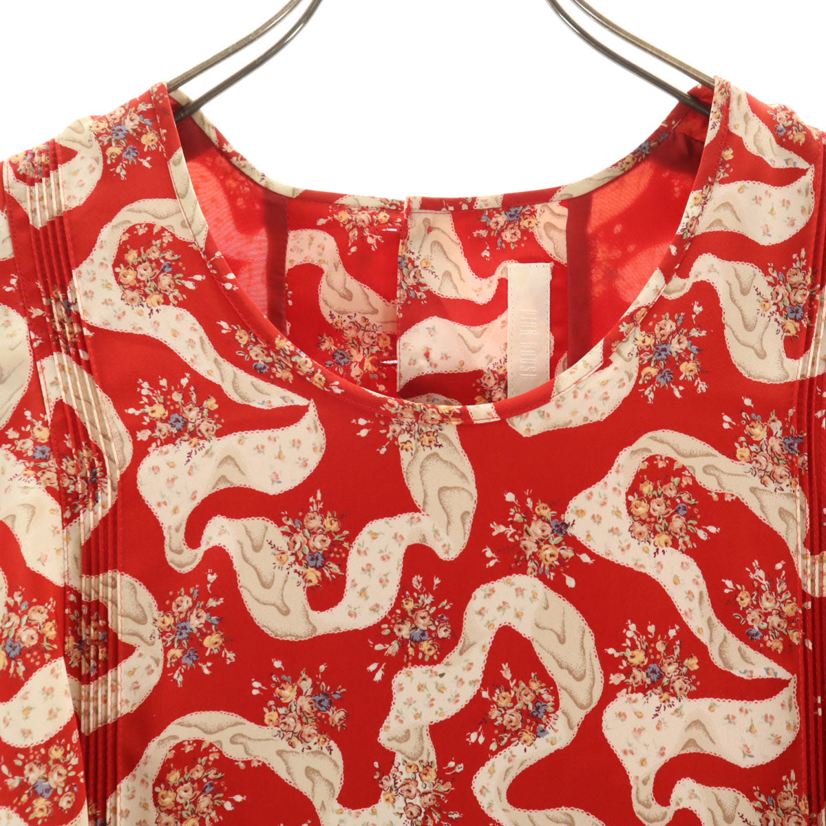 PINK HOUSE ピンクハウス 花柄 フレンチスリーブ ワンピース レッド レディース