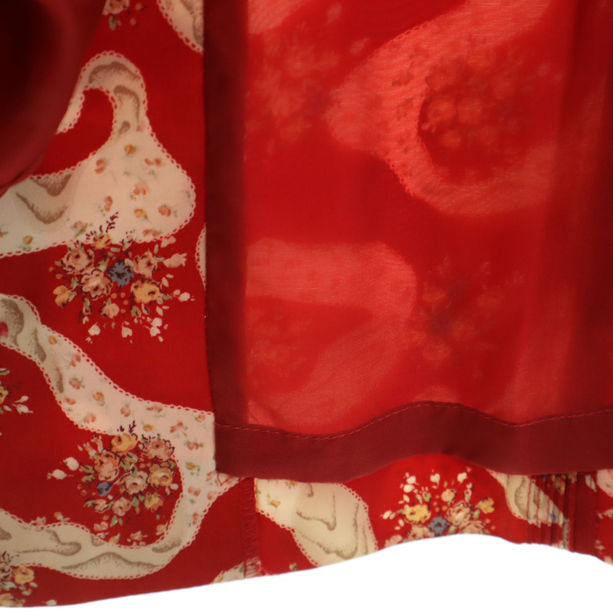 PINK HOUSE ピンクハウス 花柄 フレンチスリーブ ワンピース レッド レディース