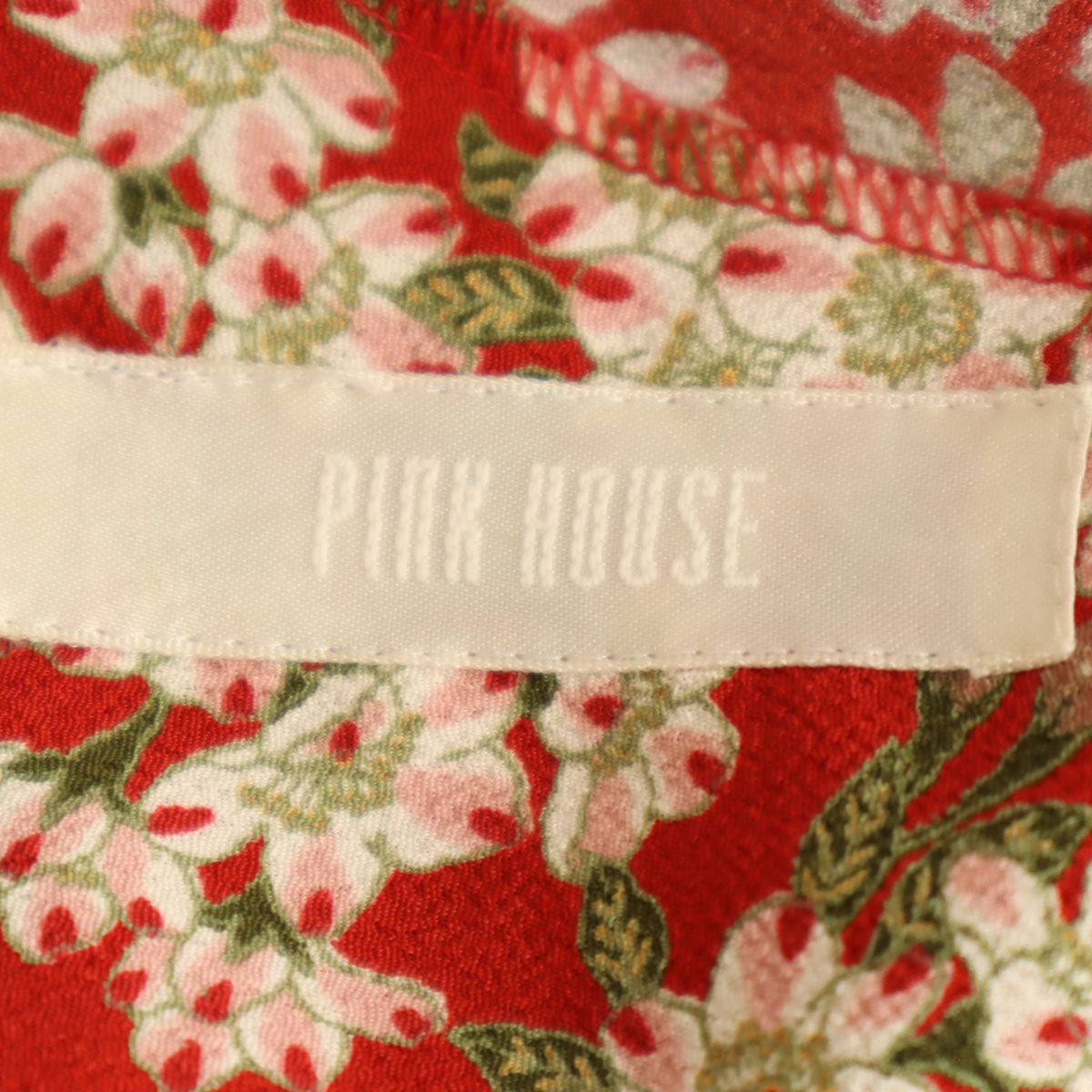 PINK HOUSE ピンクハウス 花柄 半袖 ワンピース レッド レディース