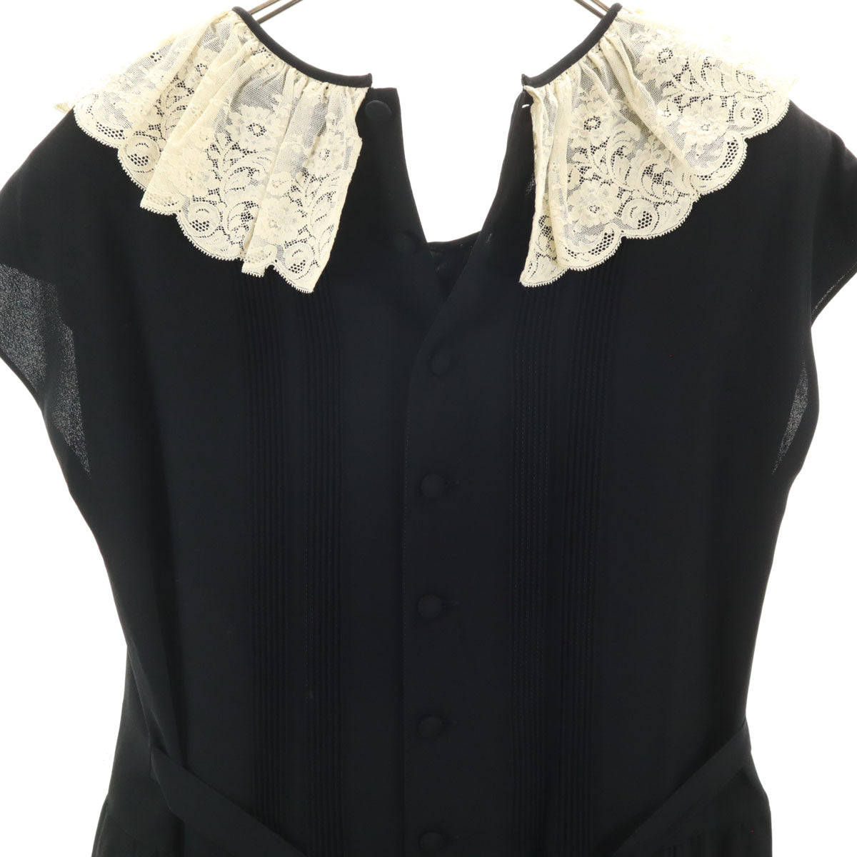 PINK HOUSE ピンクハウス フレンチスリーブ レース襟 ワンピース ブラック レディース