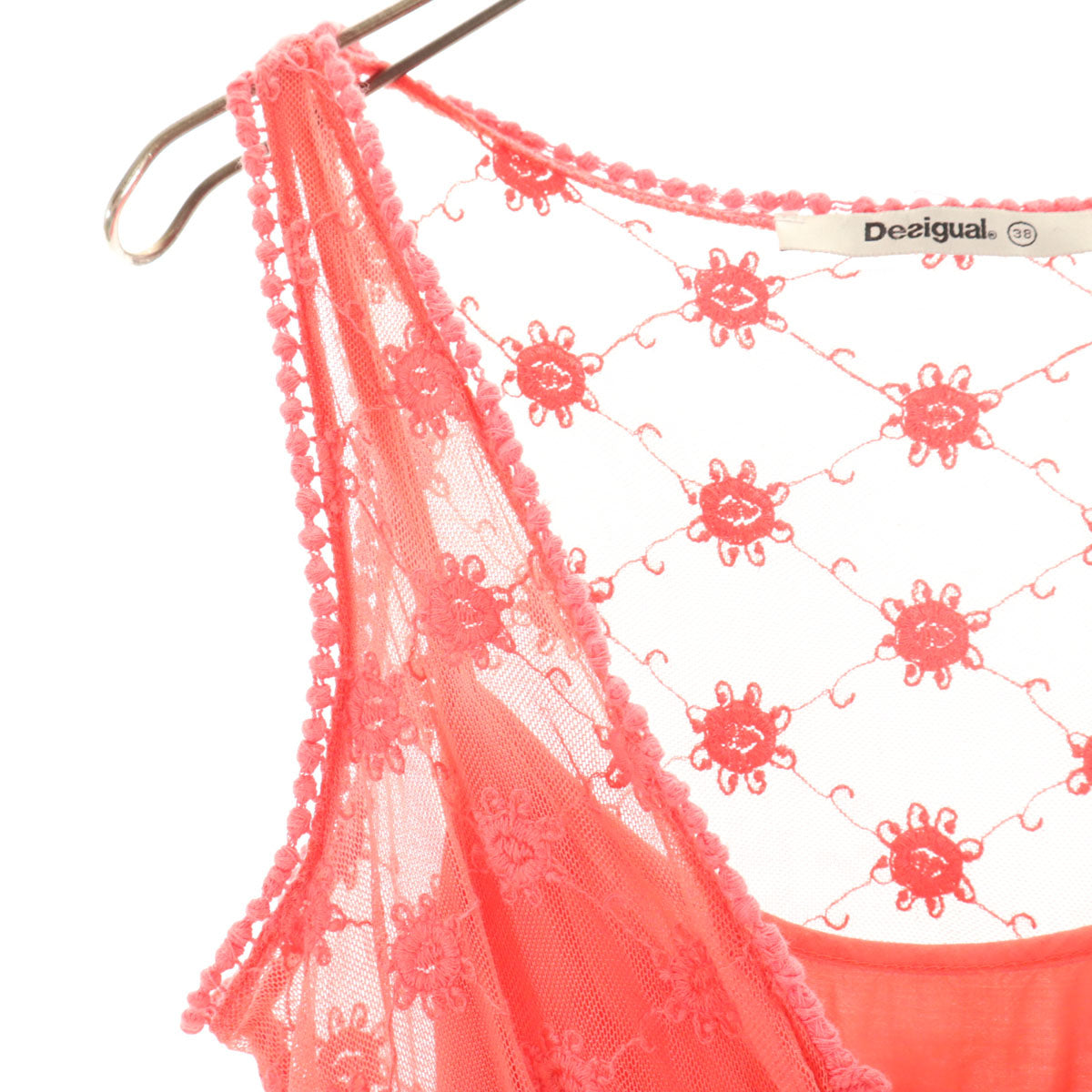 Desigual デシグアル レース刺_ ノースリーブ ロングワンピース 38 ピンク系 レディース