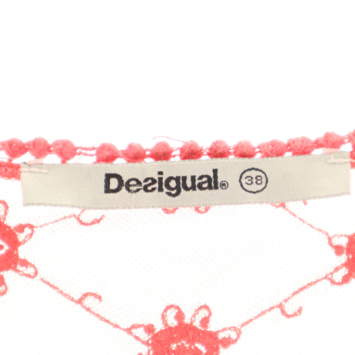 Desigual デシグアル レース刺_ ノースリーブ ロングワンピース 38 ピンク系 レディース
