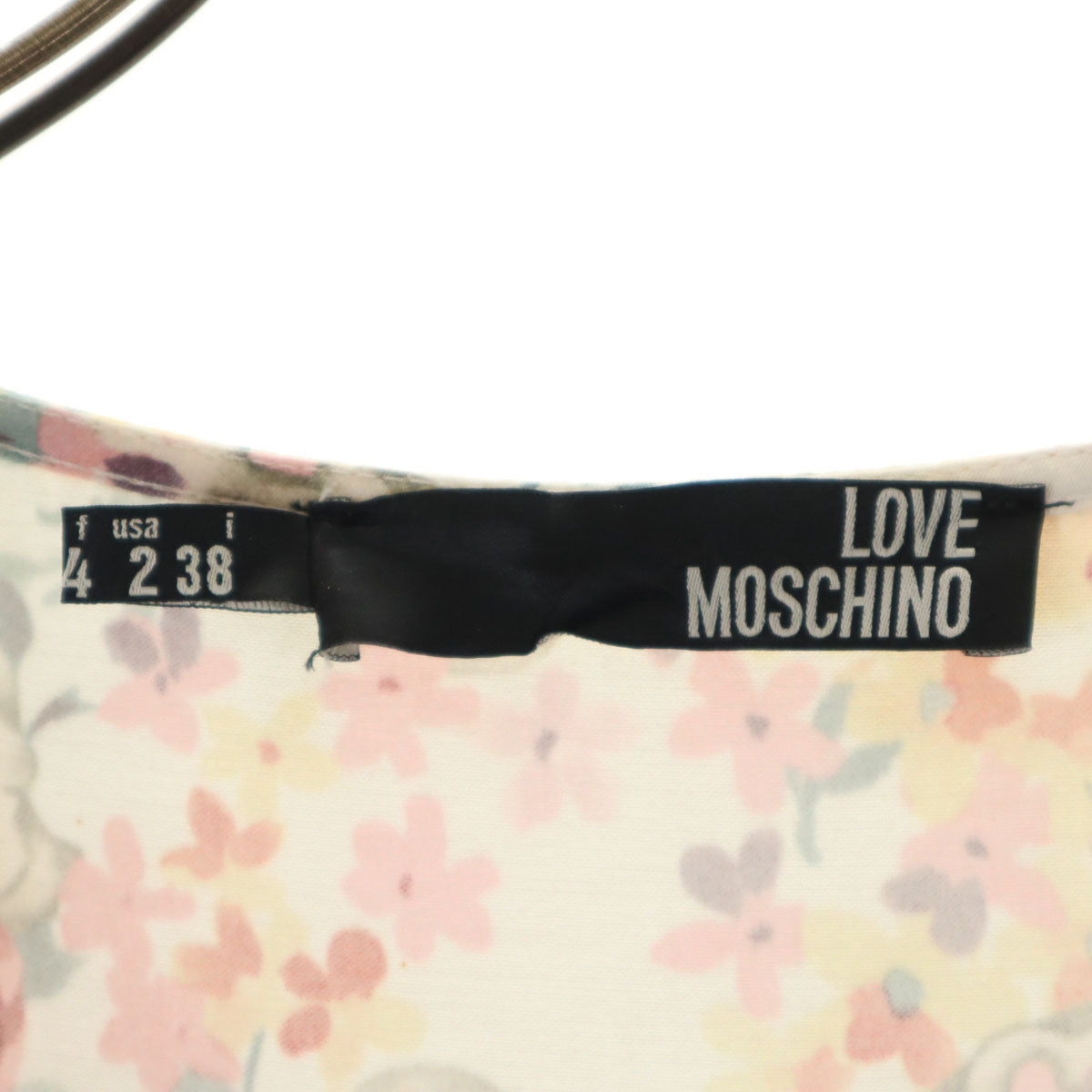 LOVEMOSCHINO ラブモスキーノ 総柄 ノースリーブ 膝丈ワンピース USA2 レディース