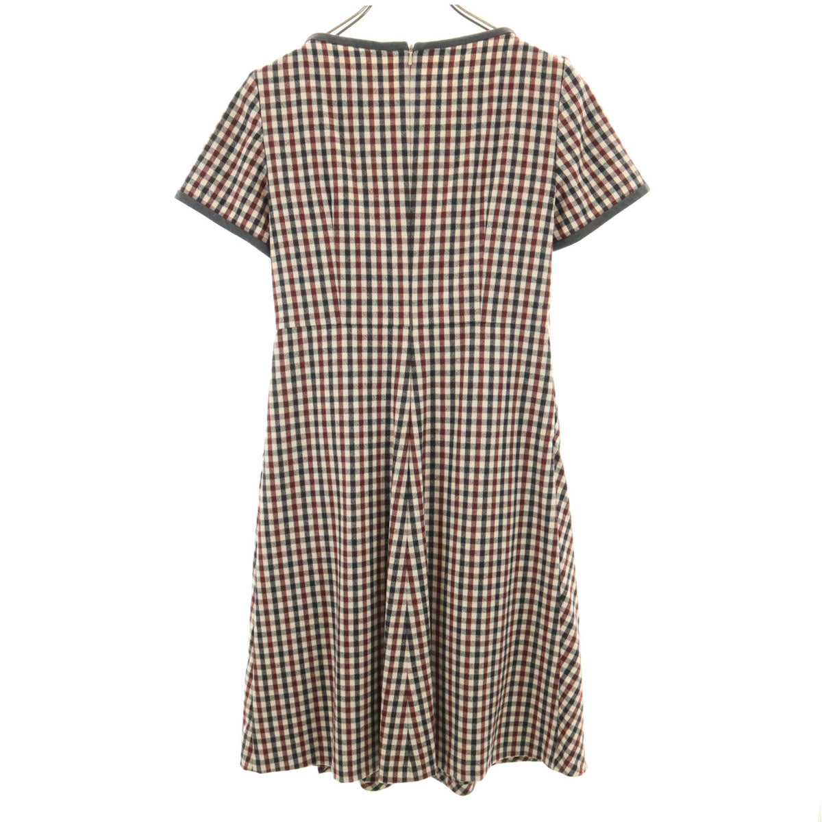 MAX MARA Weekend マックスマーラウィークエンド ウールブレンド チェック柄 半袖 ワンピース 38 グレー系 レディース