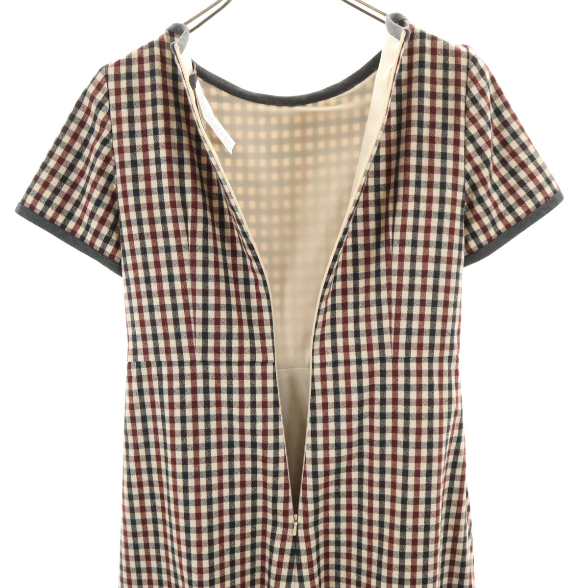 MAX MARA Weekend マックスマーラウィークエンド ウールブレンド チェック柄 半袖 ワンピース 38 グレー系 レディース