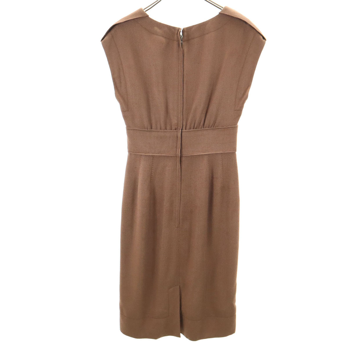 DOLCE&GABBANA ドルチェアンドガッバーナ イタリア製 シルク フレンチスリーブ リネンライク ワンピース 40 ブラウン系 レディース