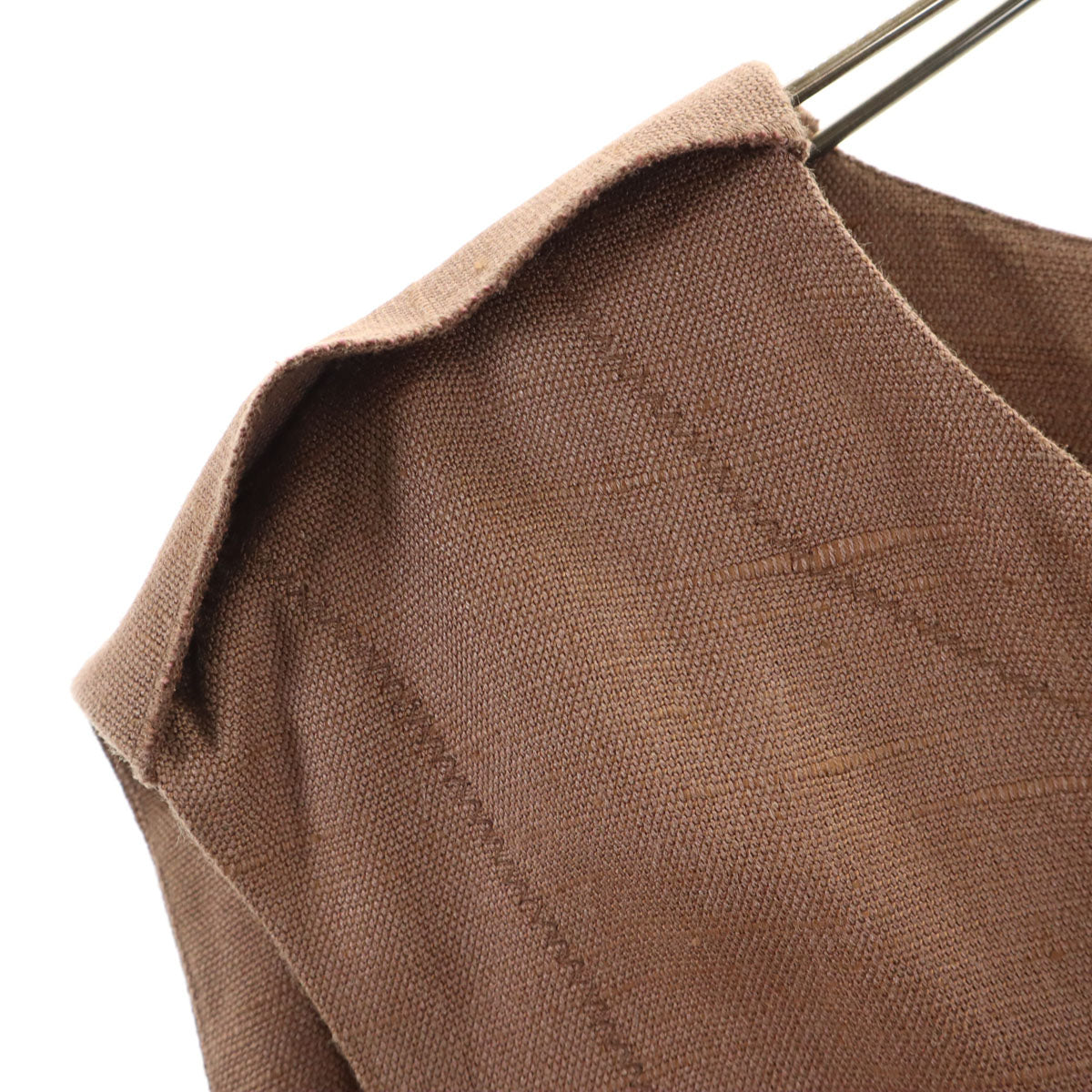 DOLCE&GABBANA ドルチェアンドガッバーナ イタリア製 シルク フレンチスリーブ リネンライク ワンピース 40 ブラウン系 レディース