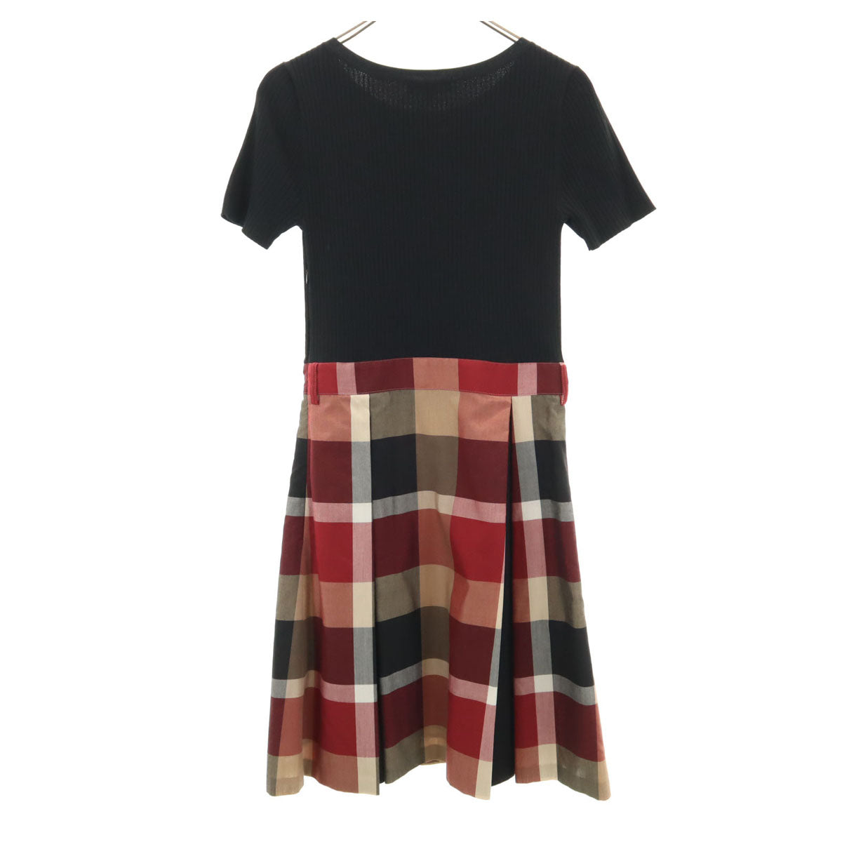 BLUE LABEL CRESTBRIDGE ブルーレーベルクレストブリッジ 半袖 ニット切替 ワンピース 36 黒系 三陽商会 レディース