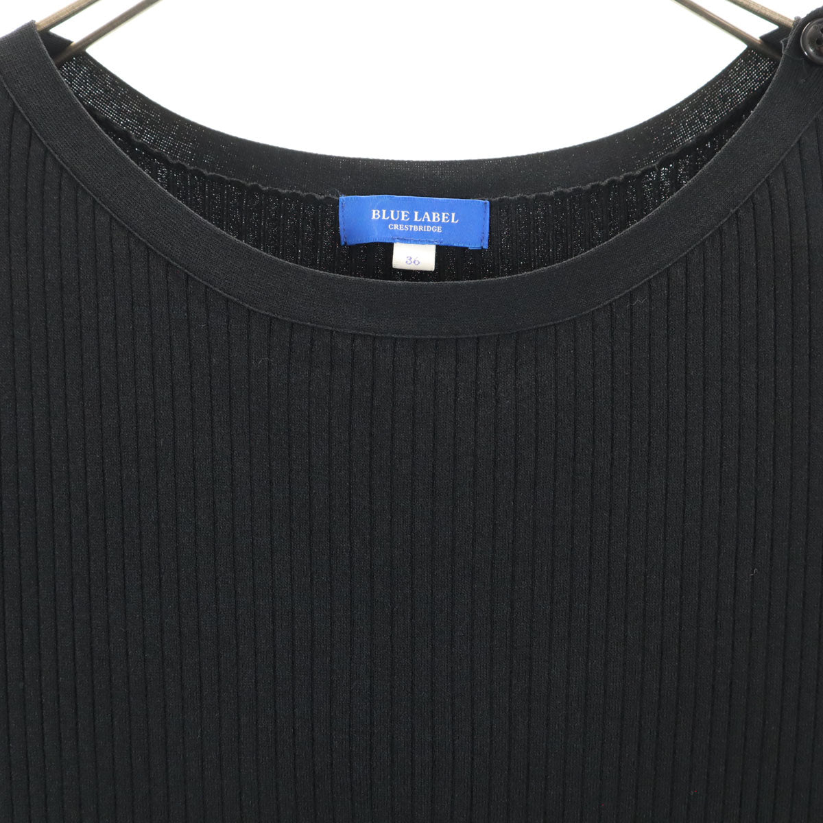 BLUE LABEL CRESTBRIDGE ブルーレーベルクレストブリッジ 半袖 ニット切替 ワンピース 36 黒系 三陽商会 レディース