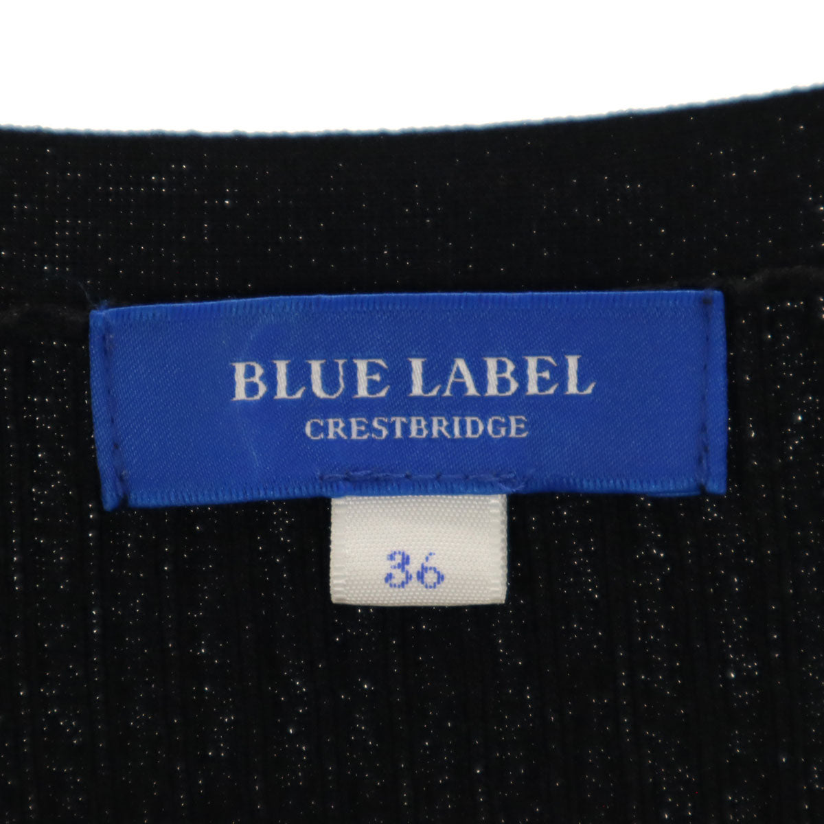 BLUE LABEL CRESTBRIDGE ブルーレーベルクレストブリッジ 半袖 ニット切替 ワンピース 36 黒系 三陽商会 レディース
