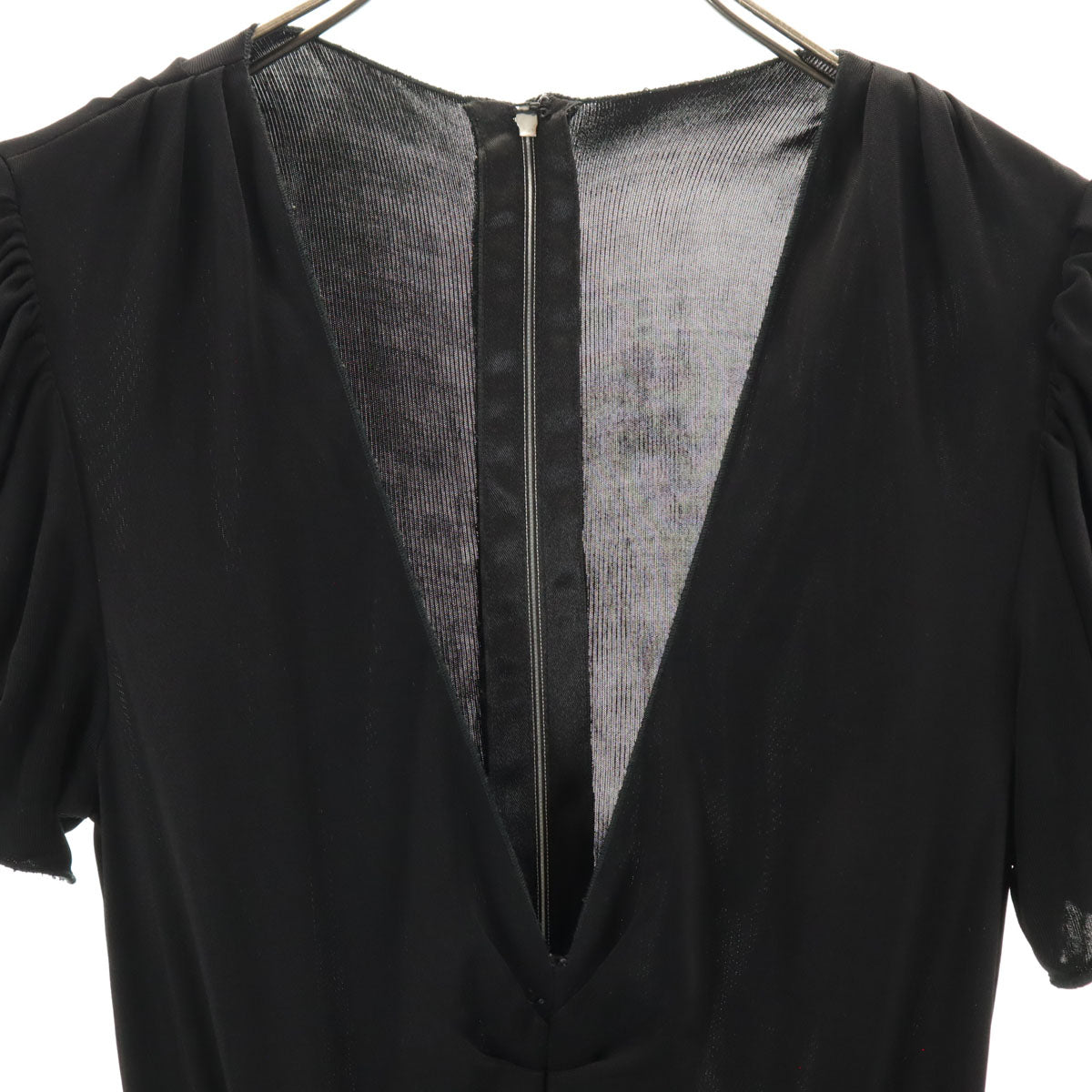 DOLCE&GABBANA ドルチェアンドガッバーナ イタリア製 半袖 Vネック ワンピース 42 ブラック レディース