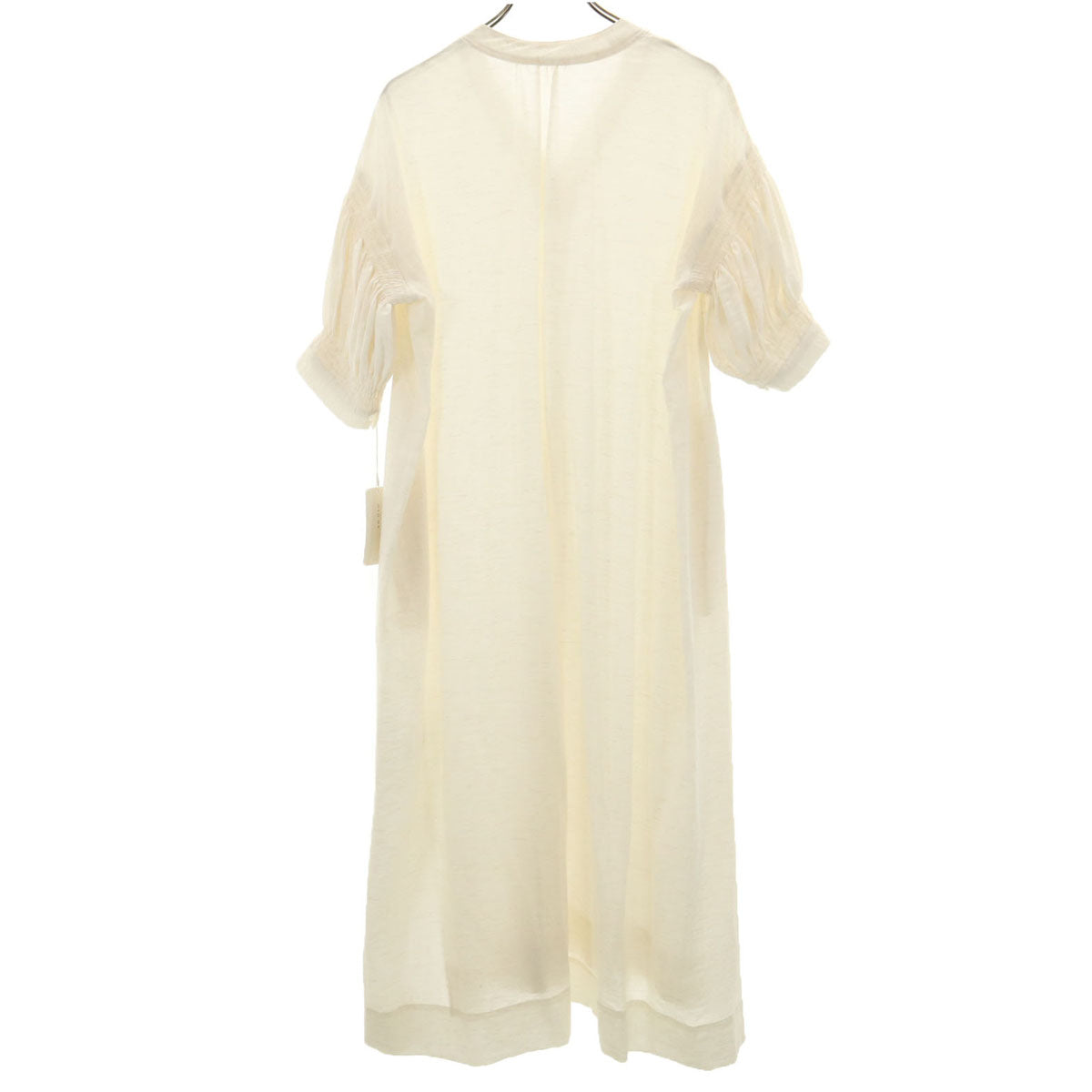 未使用 PLUS OTO.HA プラスオトハ 5分袖 Vネック ロングワンピース 2 オフホワイト レディース