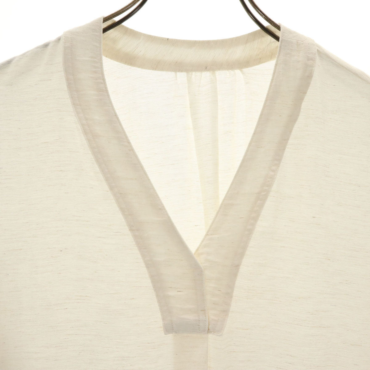 未使用 PLUS OTO.HA プラスオトハ 5分袖 Vネック ロングワンピース 2 オフホワイト レディース