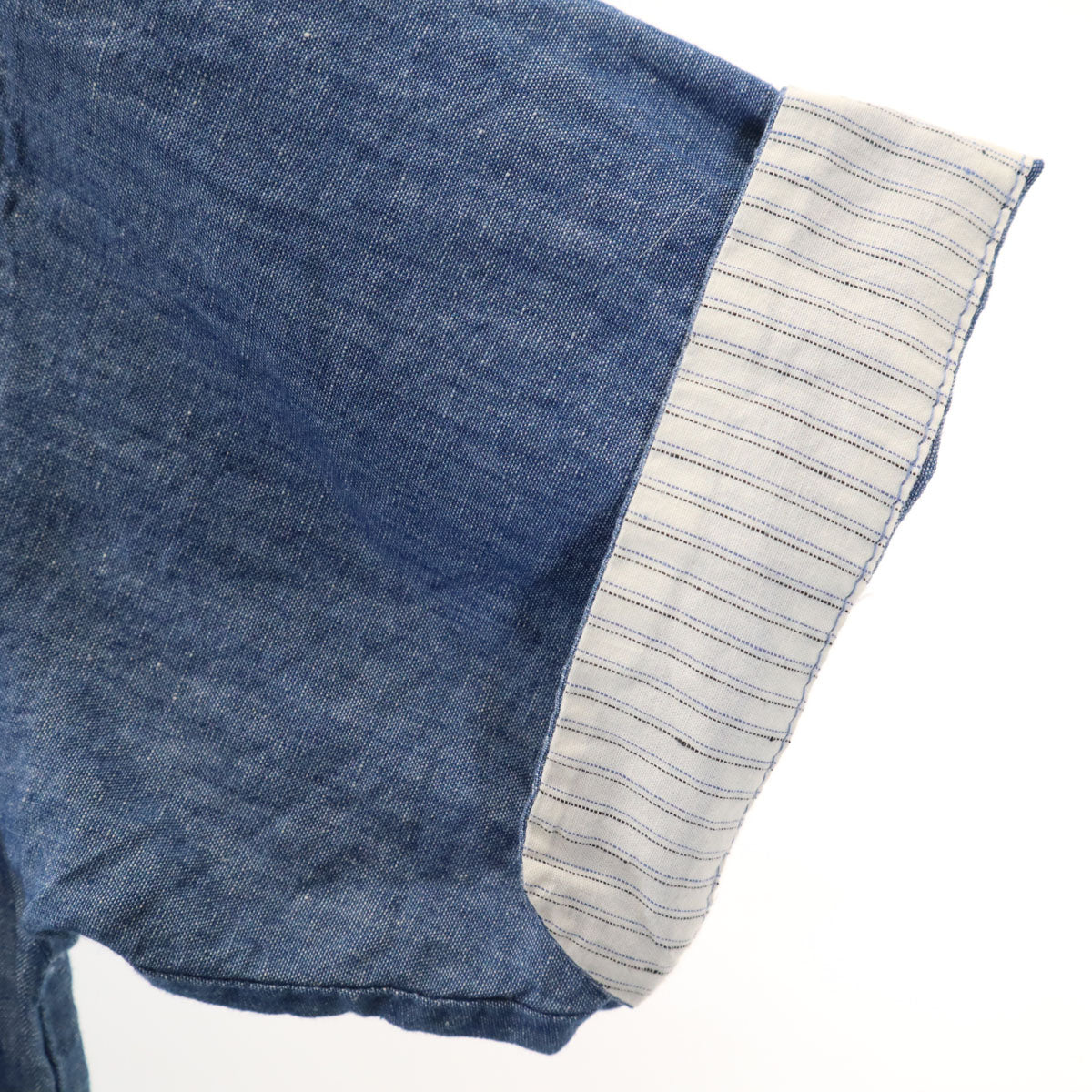 tsumugi ツムギ 半袖 ダンガリー ワンピース F ブルー系 レディース