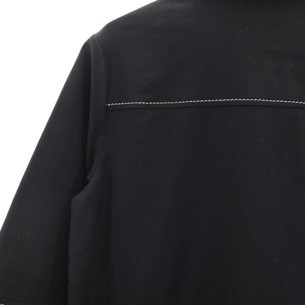 MICHEL KLEIN ミッシェルクラン リネンブレンド 5分袖 シャツワンピース 38 ブラック プルオーバー レディース