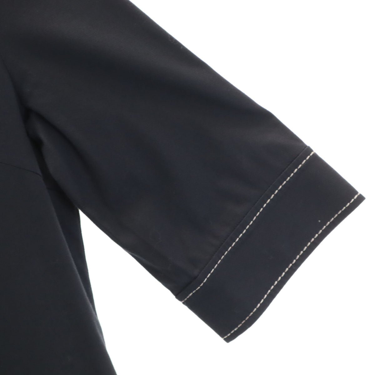 MICHEL KLEIN ミッシェルクラン リネンブレンド 5分袖 シャツワンピース 38 ブラック プルオーバー レディース