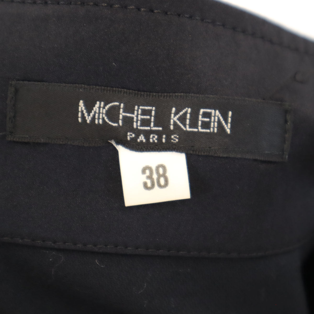 MICHEL KLEIN ミッシェルクラン リネンブレンド 5分袖 シャツワンピース 38 ブラック プルオーバー レディース