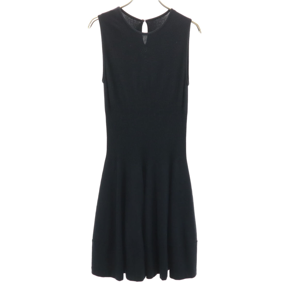 DAISY LIN PARIS デイジーリンパリス 日本製 ノースリーブ ニット 膝丈ワンピース 38 ブラック レディース