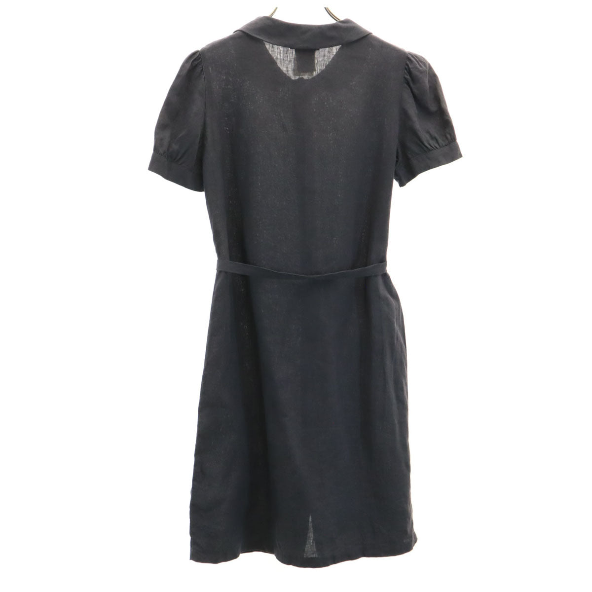 agnes b. アニエスベー フランス製 リネン 半袖 シャツワンピース 36 チャコール レディース