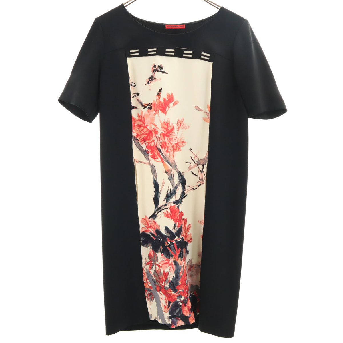 VIVIENNE TAM ヴィヴィアンタム 半袖 膝丈ワンピース 1 黒 レディース