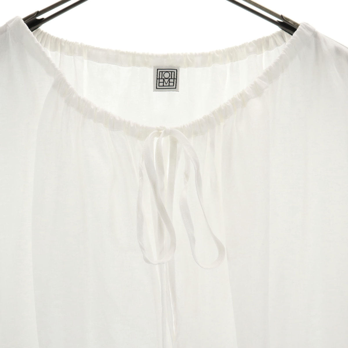 toteme トーテム フレンチスリーブ ドレープ ワンピース 32 ホワイト レディース