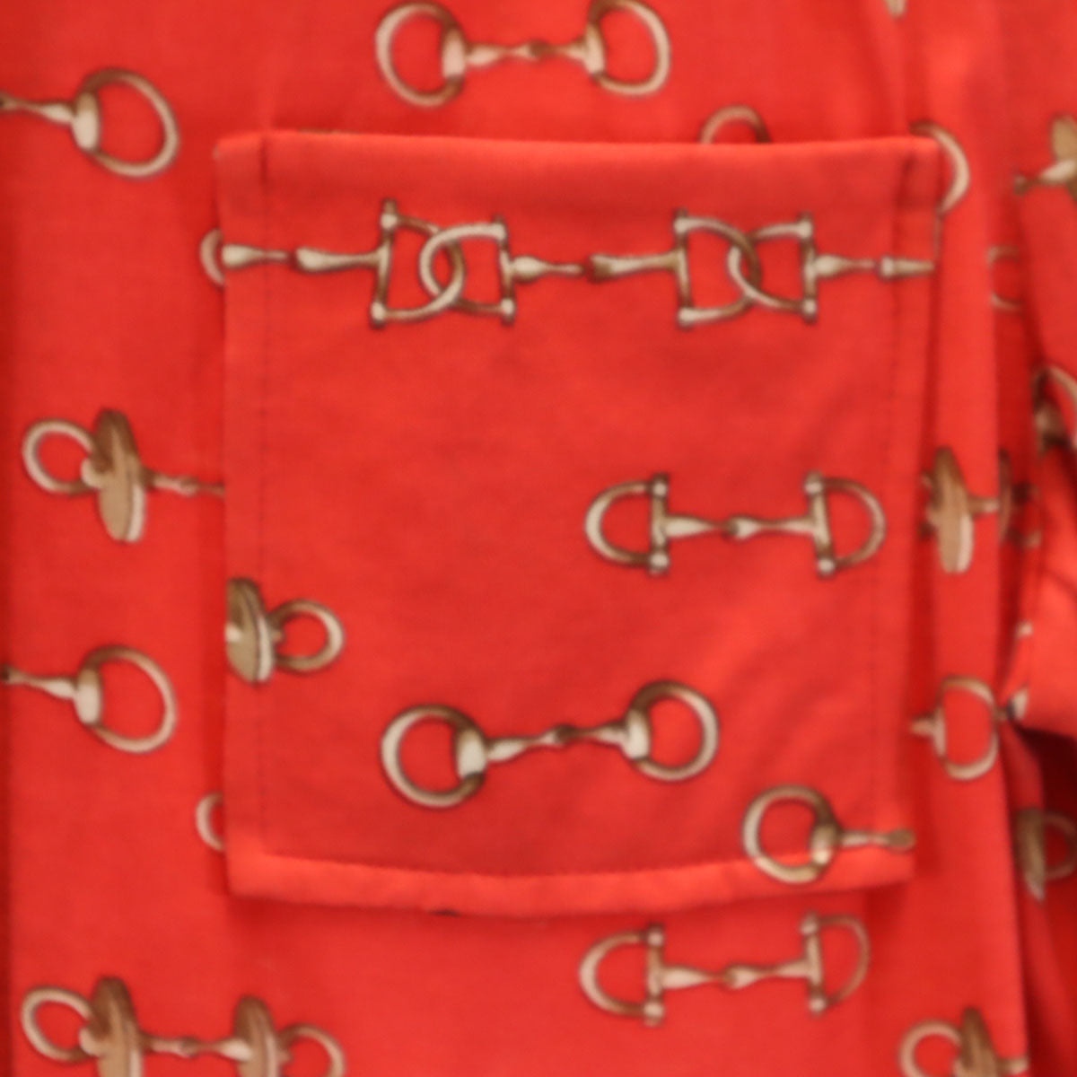 HERMES エルメス 80s フランス製 ヴィンテージ 総柄 長袖 シャツワンピース 38 レッド プルオーバー レディース