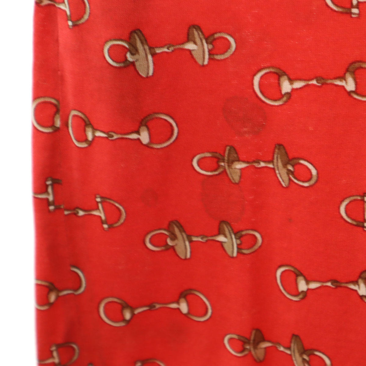 HERMES エルメス 80s フランス製 ヴィンテージ 総柄 長袖 シャツワンピース 38 レッド プルオーバー レディース