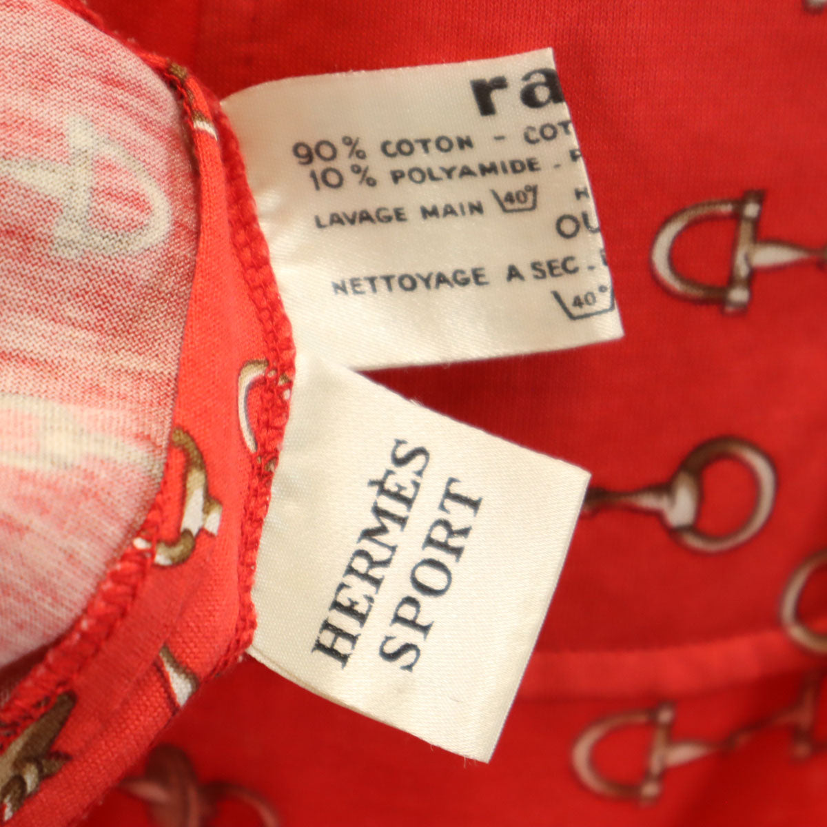 HERMES エルメス 80s フランス製 ヴィンテージ 総柄 長袖 シャツワンピース 38 レッド プルオーバー レディース