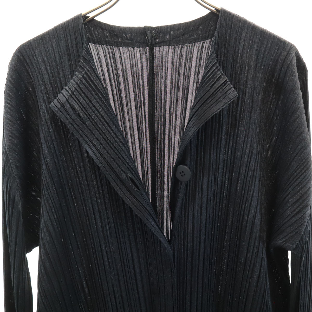PLEATS PLEASE プリーツプリーズ 日本製 長袖 プリーツ ロング カーディガン 2 ブラック イッセイミヤケ レディース