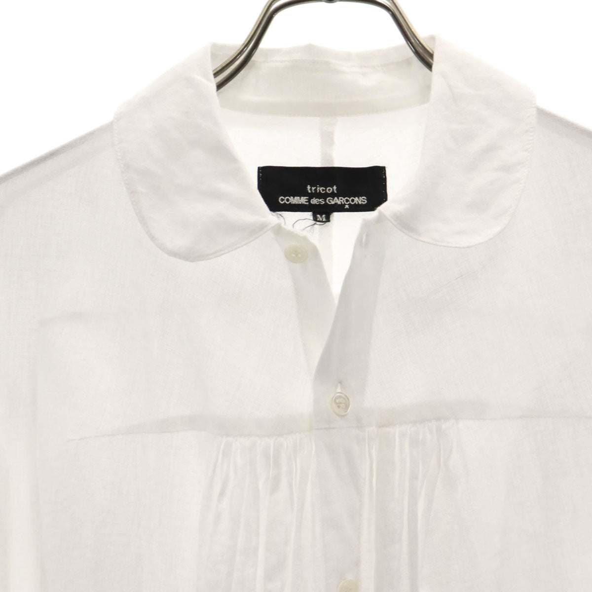 tricot COMME des GARCONS トリココムデギャルソン 2010年 日本製 リネンブレンド 長袖 シャツワンピース M ホワイト レディース