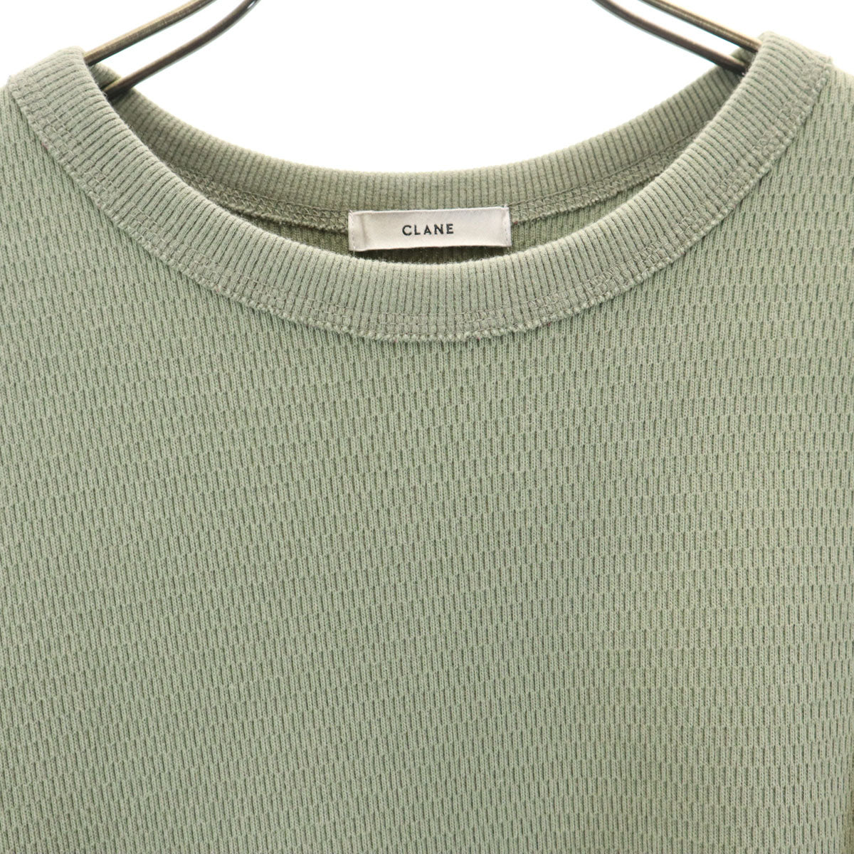 CLANE クラネ 半袖 スラントカット サーマル カットソー 1 オリーブ系 トップス レディース