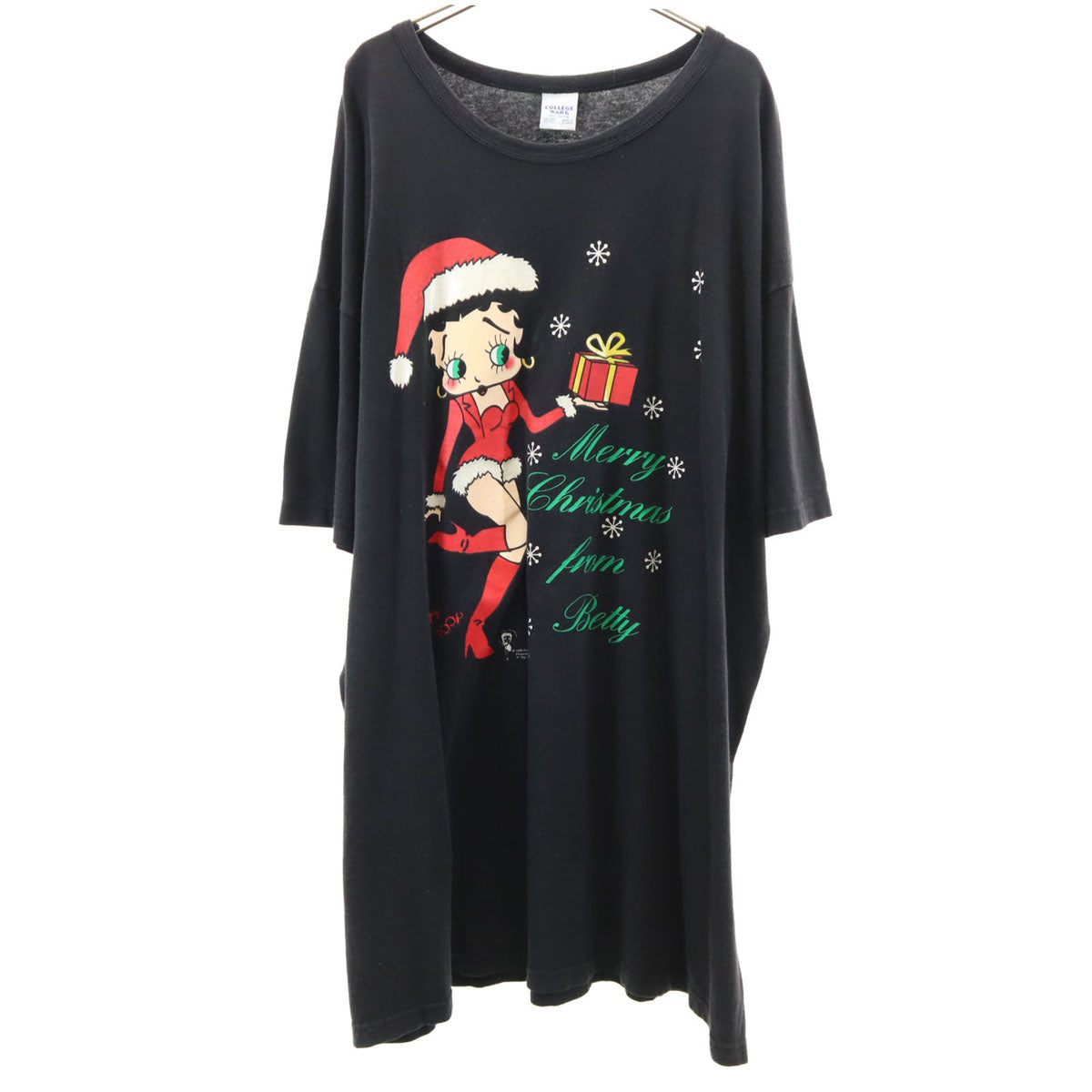 COLLEGE WARE ベティーブープ 半袖 ワンピース ONE SIZE ブラック サンタクロース BETTY BOOP キャラT ビッグサイズ レディース