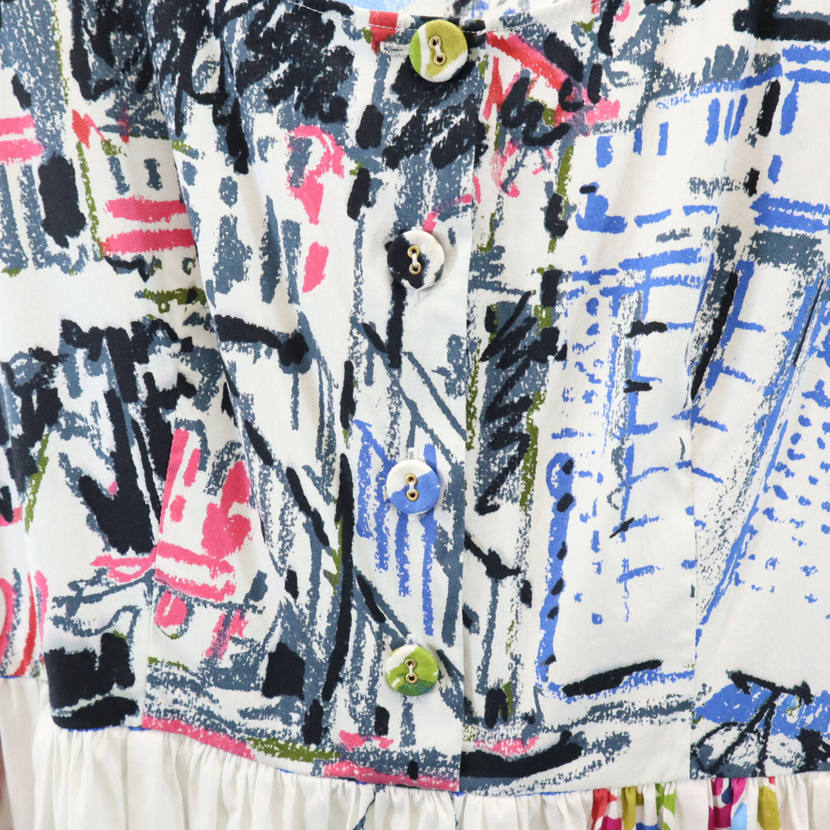 PRADA プラダ イタリア製 総柄 ノースリーブ ワンピース 38 ホワイト レディース